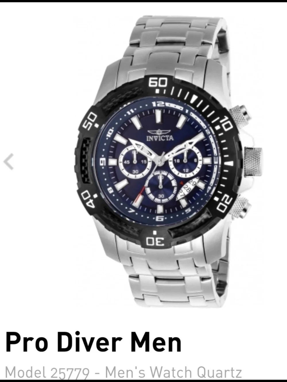 Invicta Silver Pro Diver Caseback with Engraved Logo